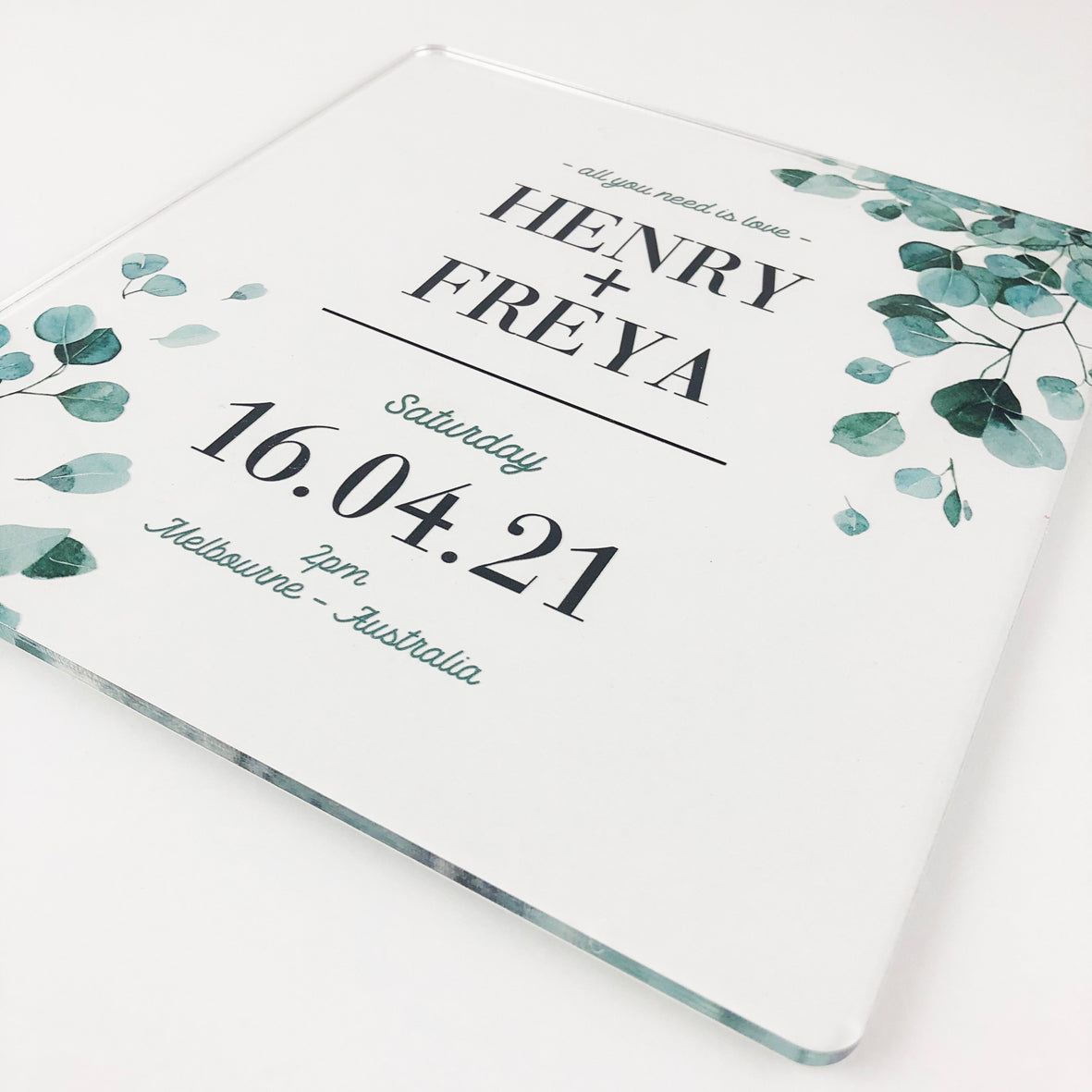 Eucalyptus Couple Personalised Light Frame