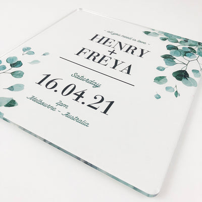 Eucalyptus Couple Personalised Light Frame