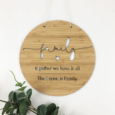Family Simple Script Wall Hanging