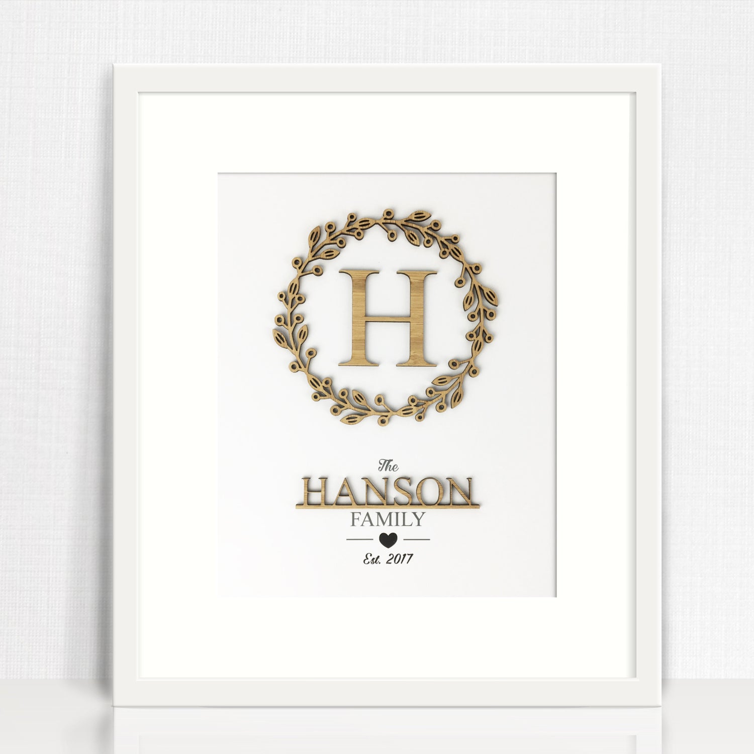 Bamboo (2 colour options) Family Wreath 3D Personalised Print