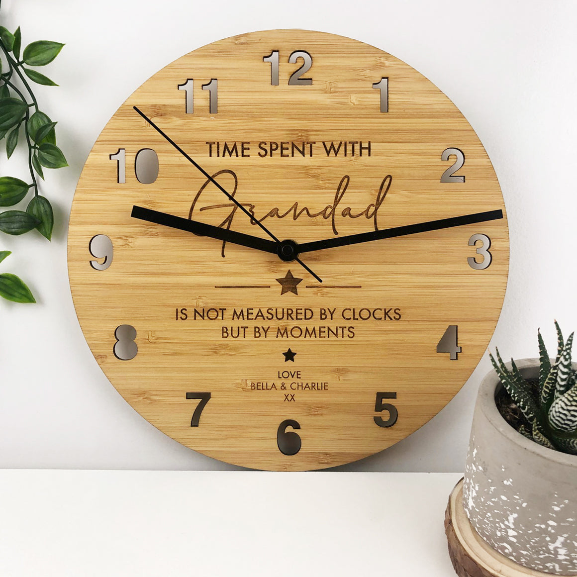 Time Spent Bamboo Wall Clock - Father's Day