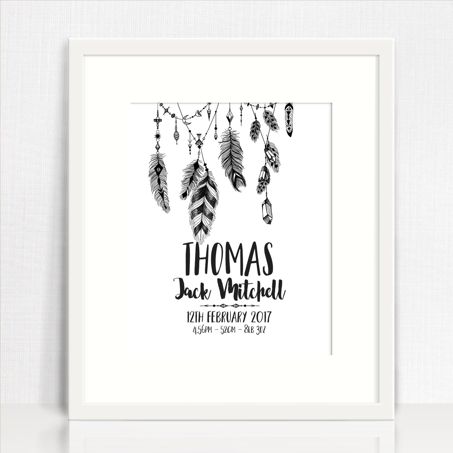 Feather Garland Birth Print