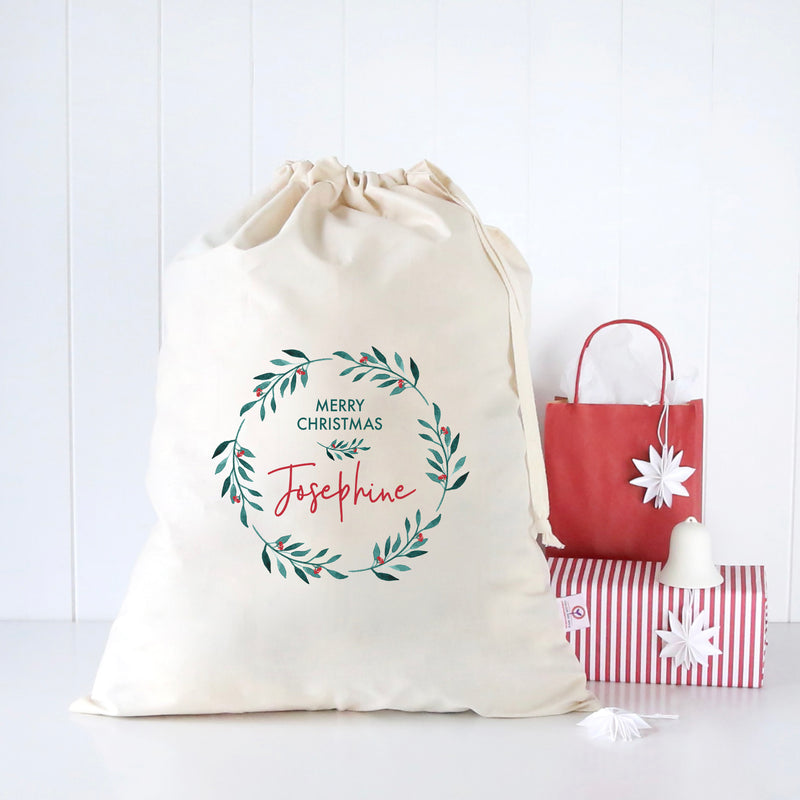 Festive Wreath Santa Sack