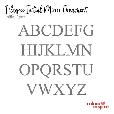 Filagree Initial Mirror Ornament (3 colour options)