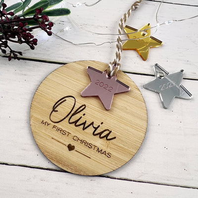 Mirror Star Baby's First Christmas Ornament