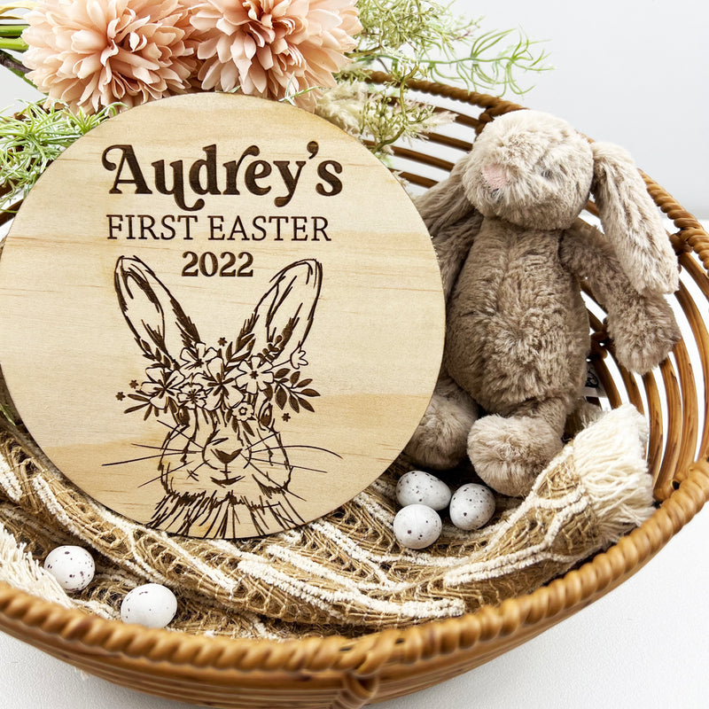 Personalised First Easter Vintage Round - Bunny