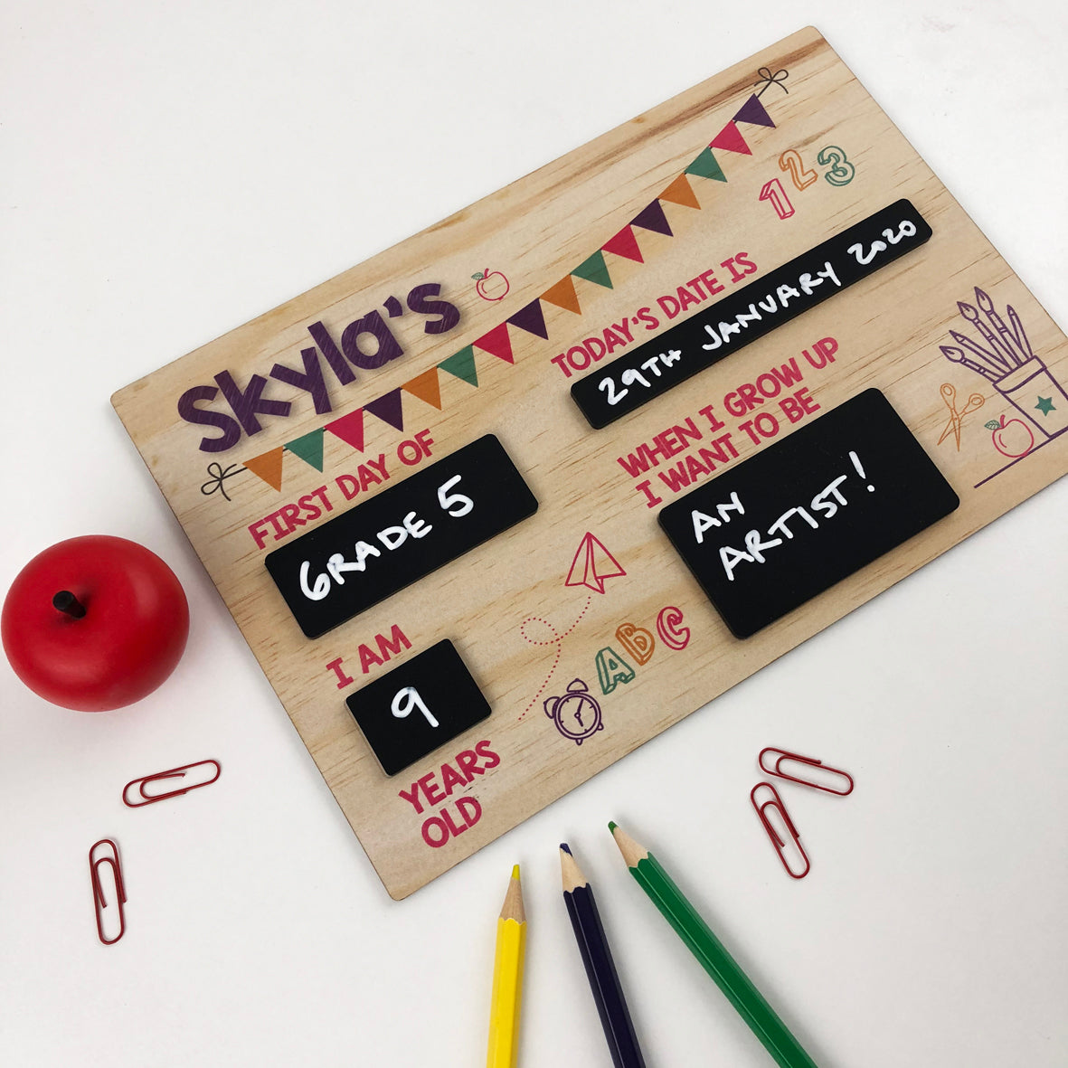 First Day Of Milestone Board - Bunting Girls