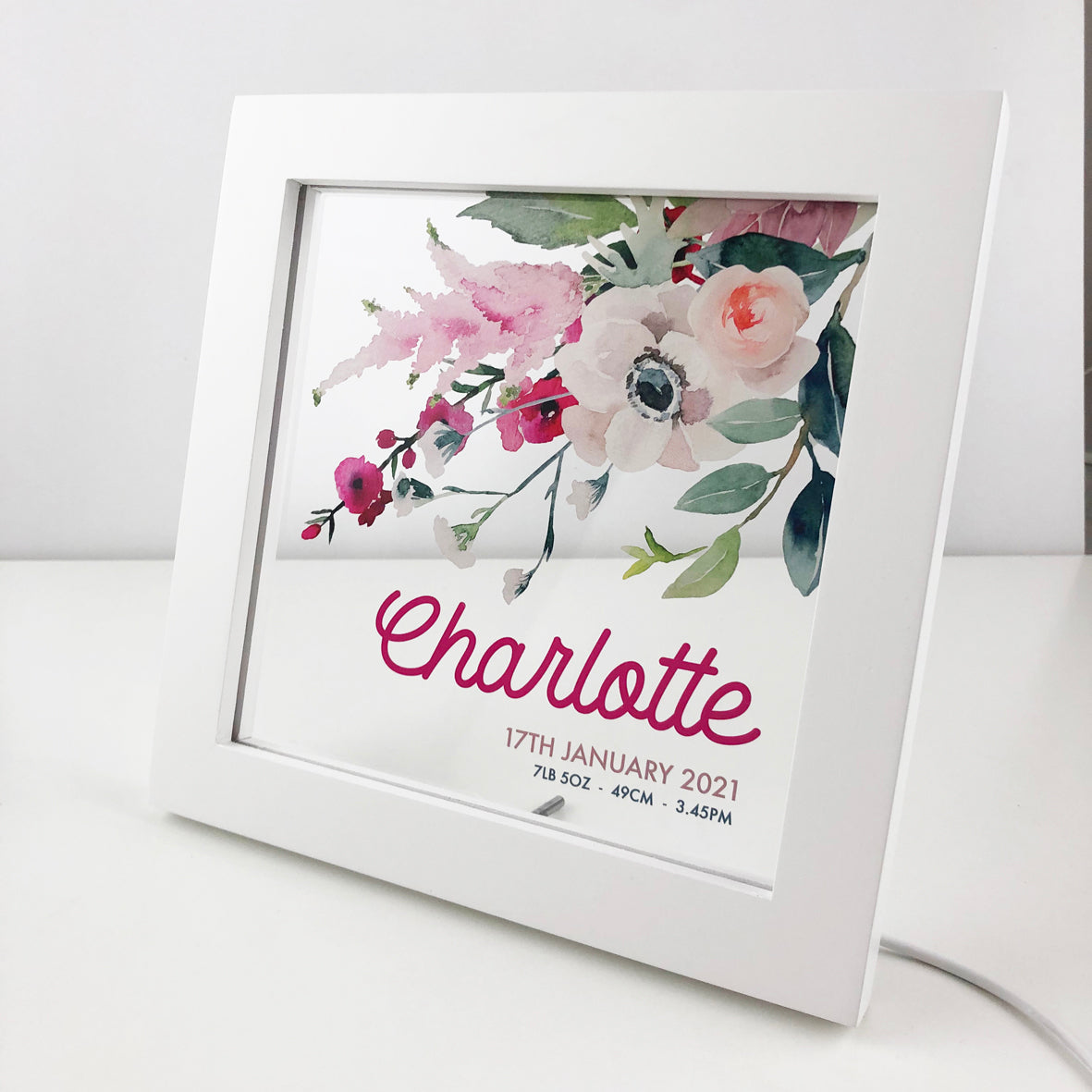 Flower Bouquet Personalised Light Frame