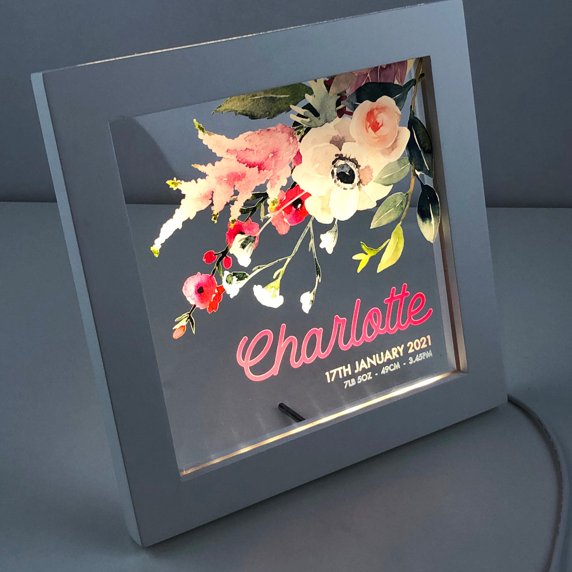 Flower Bouquet Personalised Light Frame
