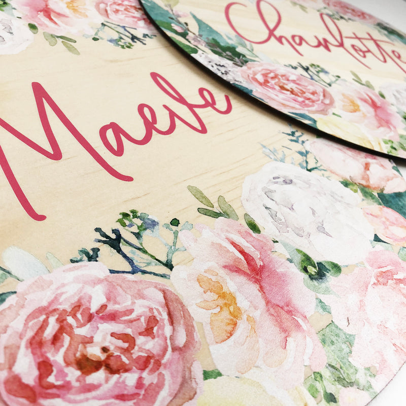 Watercolour Floral Name Plaque