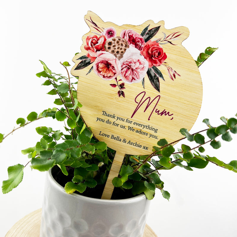 Floral Bouquet Mother's Day Bamboo Planter Stick