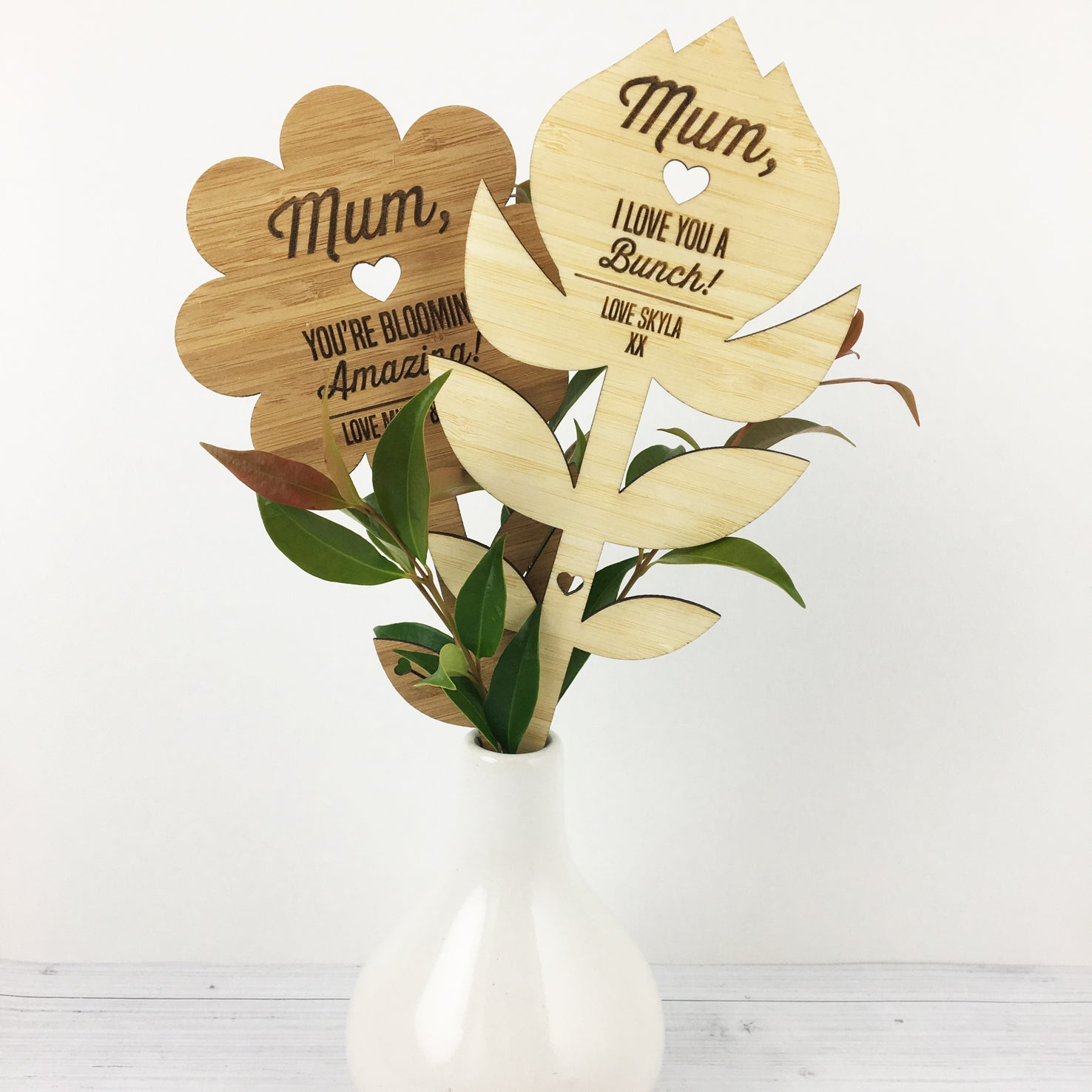Personalised "I Love You A Bunch!" Bamboo Flower