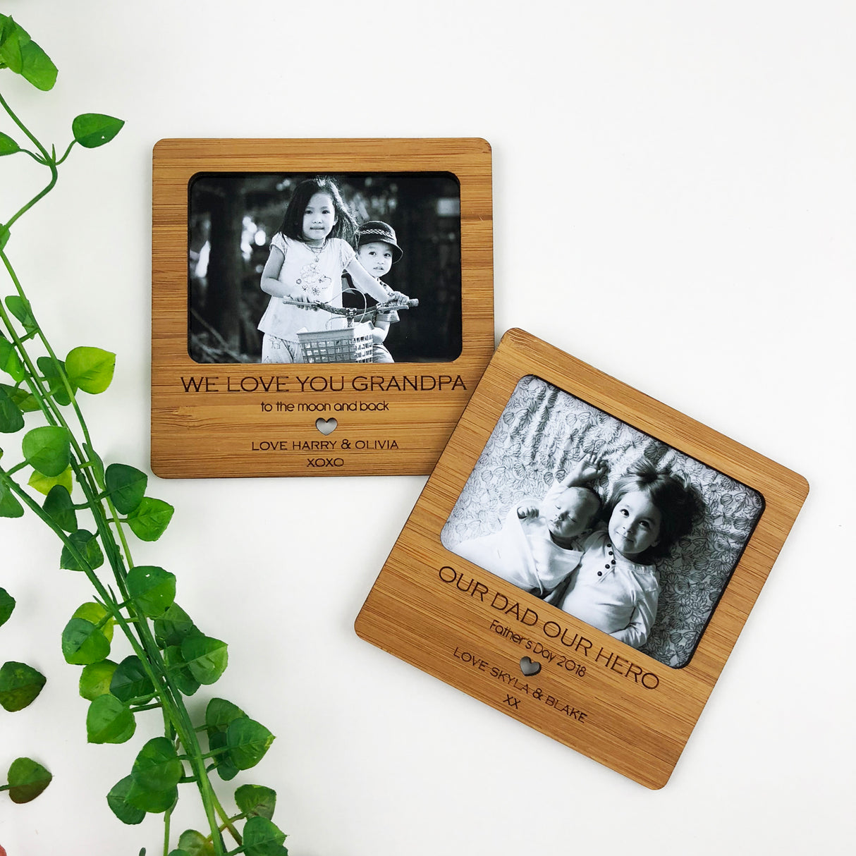 Personalised Script Text Bamboo Magnetic Frame