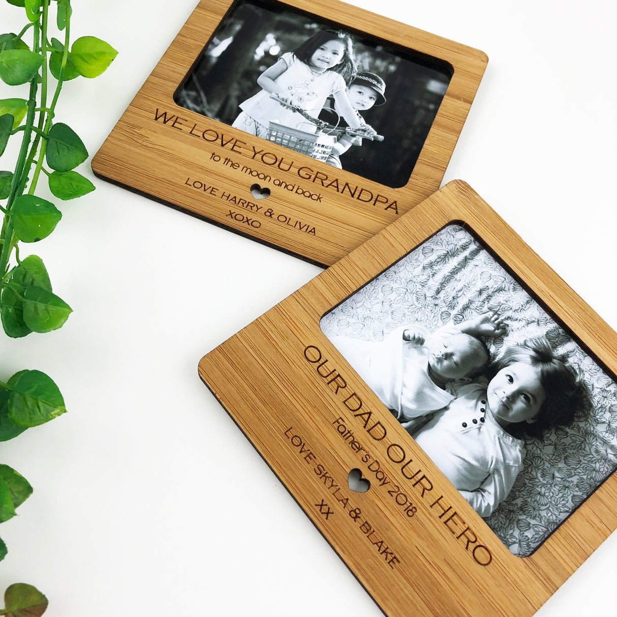 Personalised Script Text Bamboo Magnetic Frame
