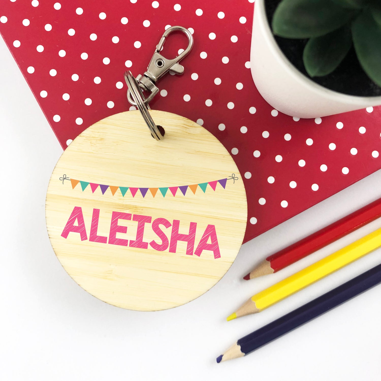 Girls Bunting Personalised Bag Tag