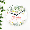 Wildflowers Girls Name Clock (acrylic or wood)