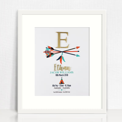 Mirror (Gold) Arrows Birth Print