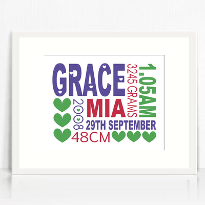 Grace Text Birth Print