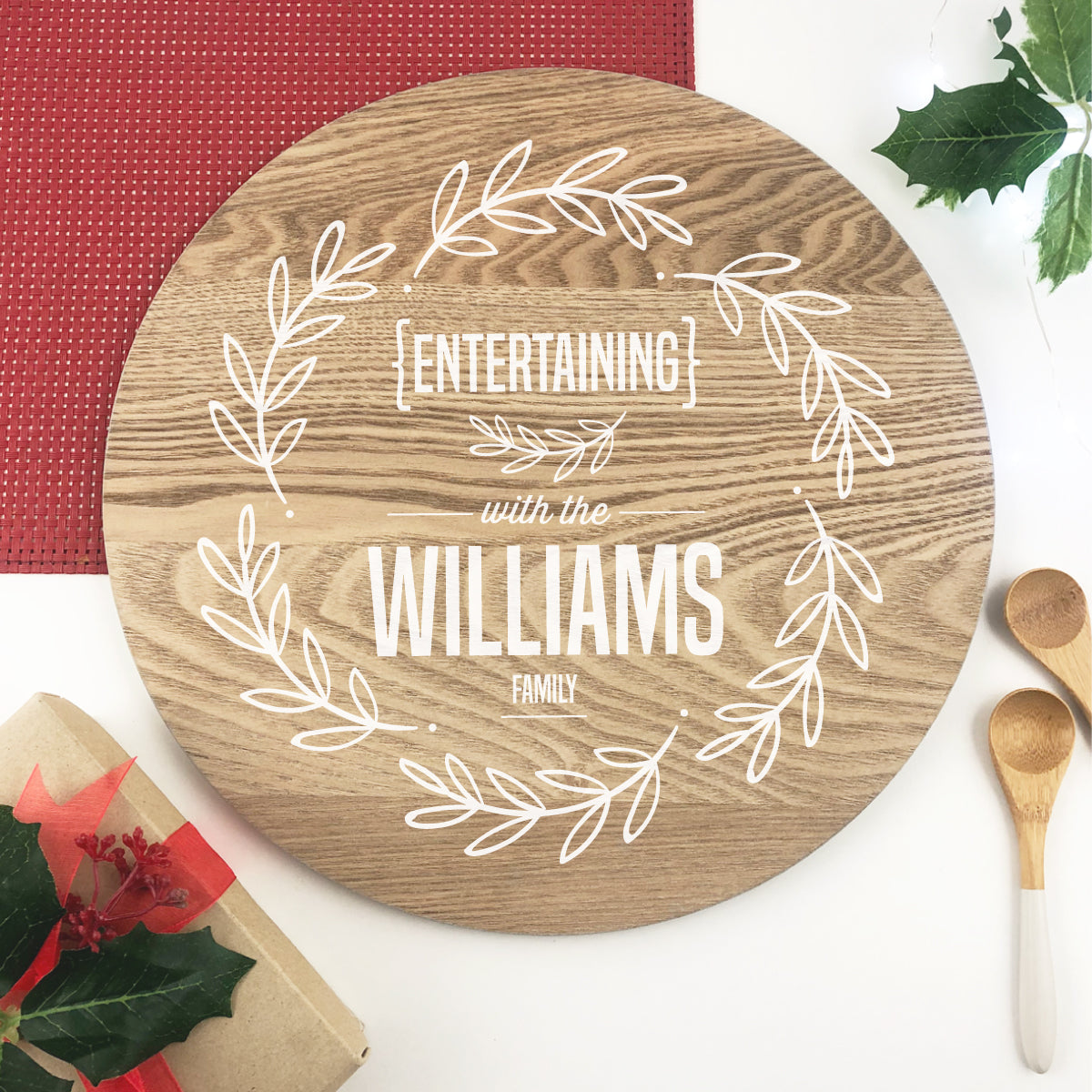 Personalised White Wreath Grazing Platter