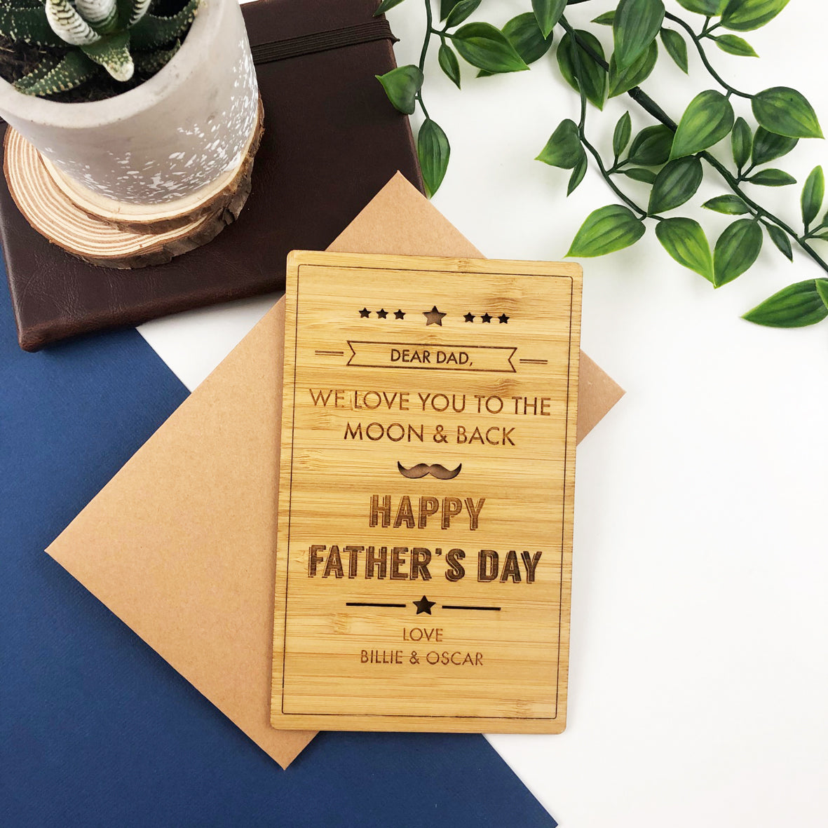 Father's Day Bamboo Greeting Card & Envelope
