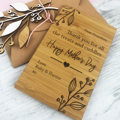 Mother's Day Bamboo Greeting Card & Envelope