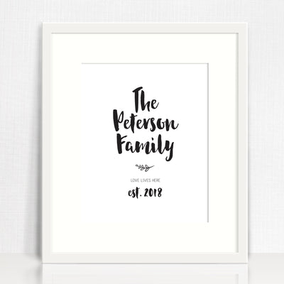 Handwritten Family Establishment Personalised Print