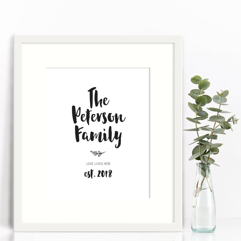 Handwritten Family Establishment Personalised Print