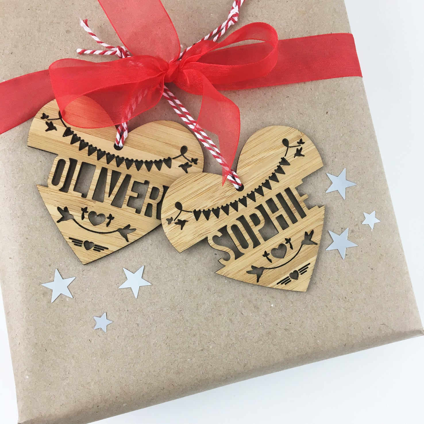 Heart Name Bamboo Detailed Ornament