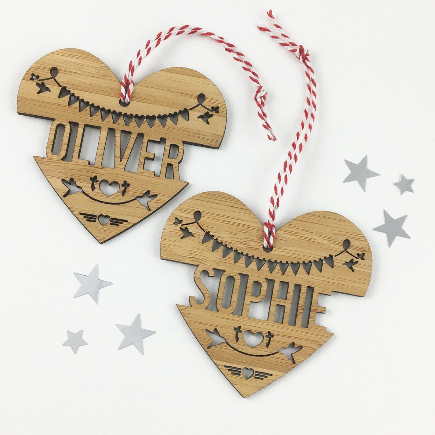 Heart Name Bamboo Detailed Ornament
