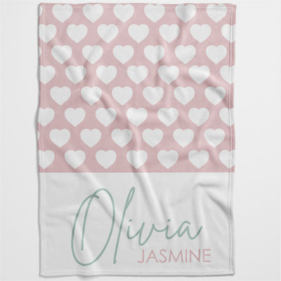 Hearts & Name Name Personalised Blanket