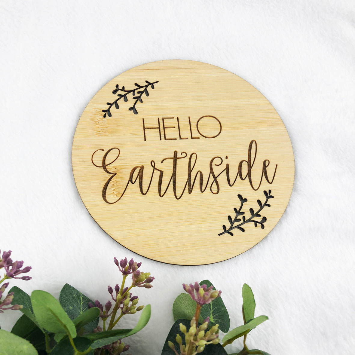 Hello Earthside Announcement Bamboo Plaque