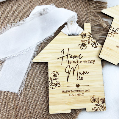 Personalised Home Is Where Mum Is Gift Tag