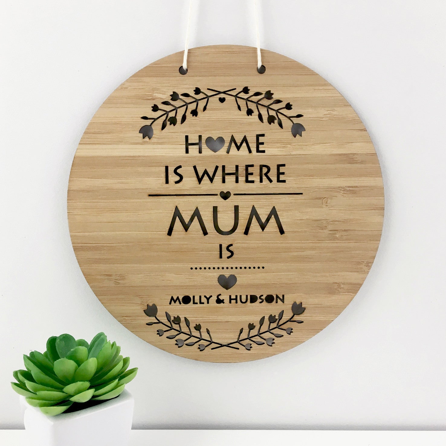 Home Is Where Mum Is Personalised Wall Hanging