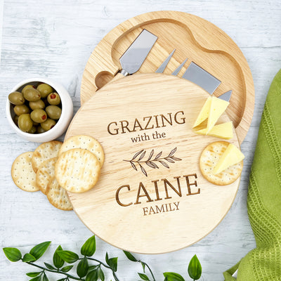 Grazing Olive Leaf Personalised Cheeseboard Set