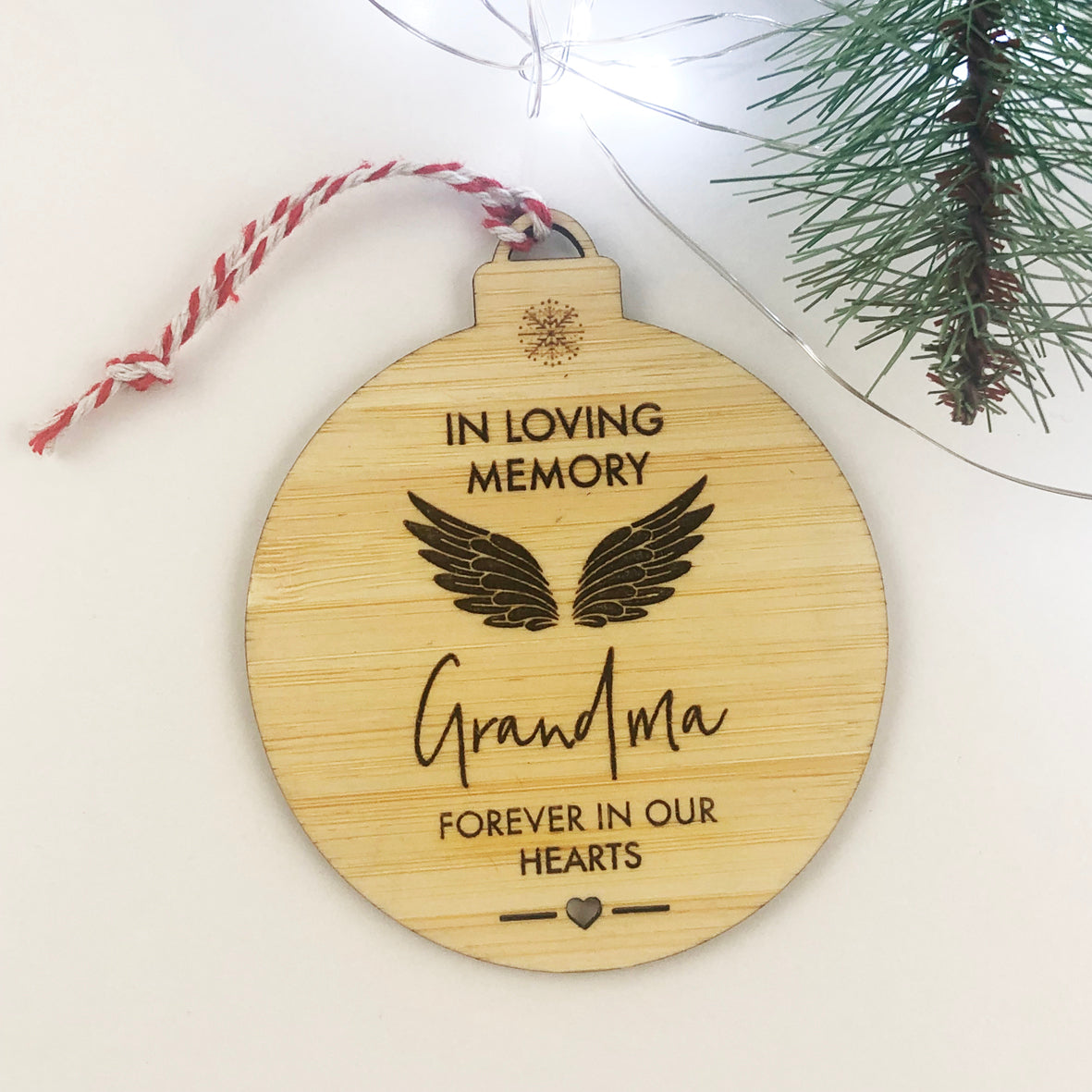 In Loving Memory Of Personalised Bamboo Ornament
