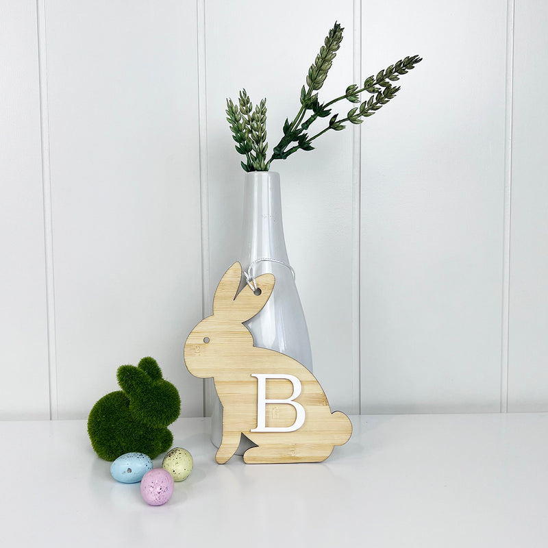 Personalised Bamboo Easter Bunny Initial Tags (2 colours)