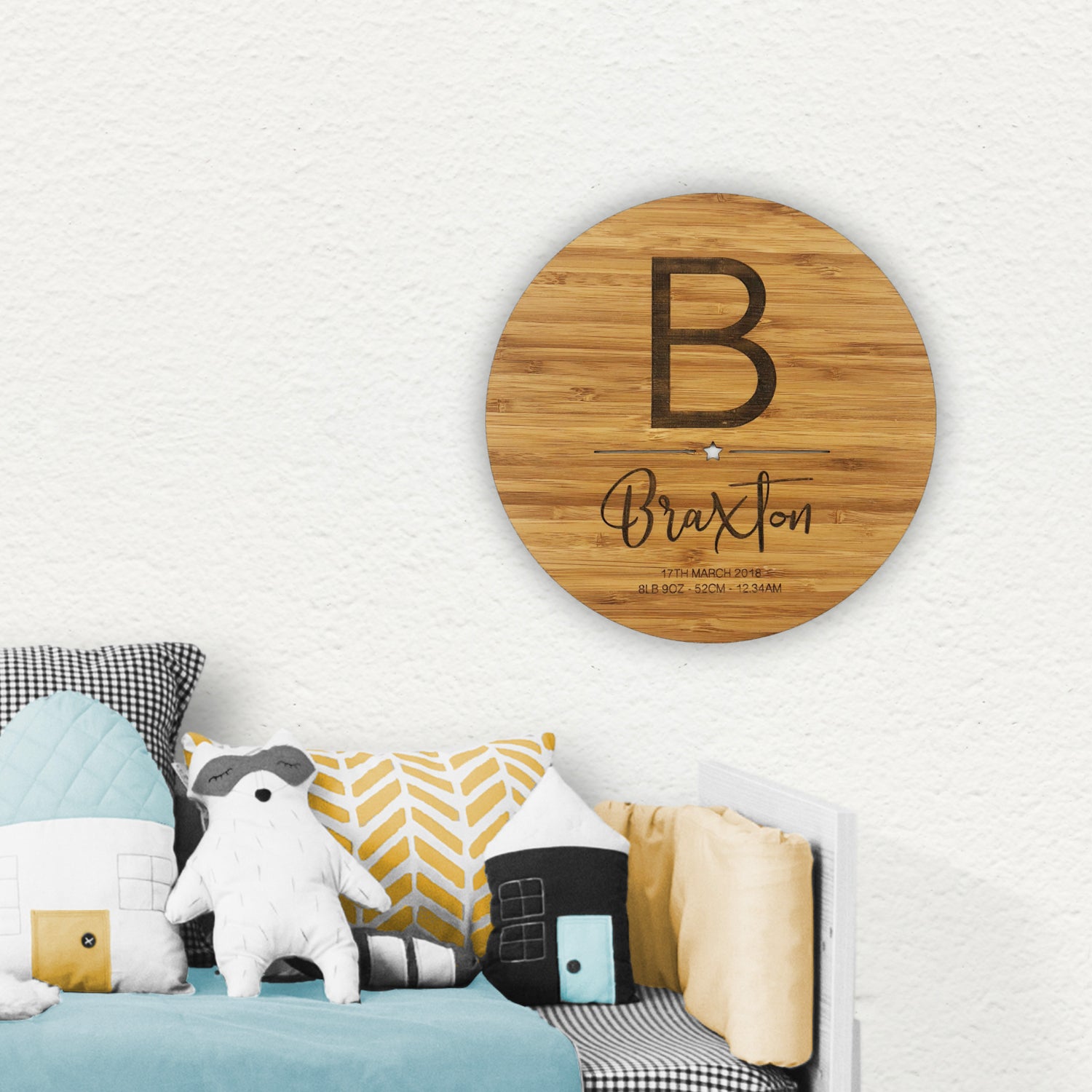 Initial Birth Details Wall Plaque - Boys