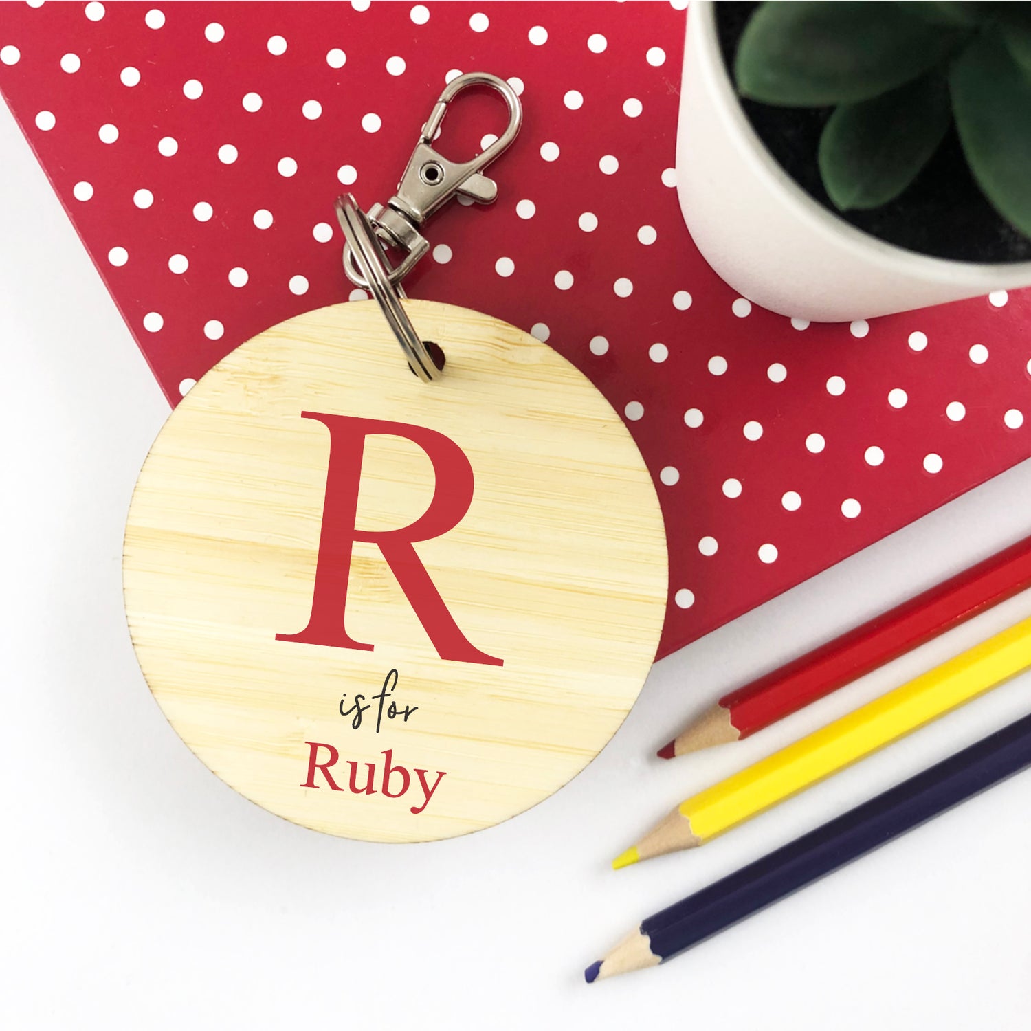 Red Initials Personalised Bag Tag