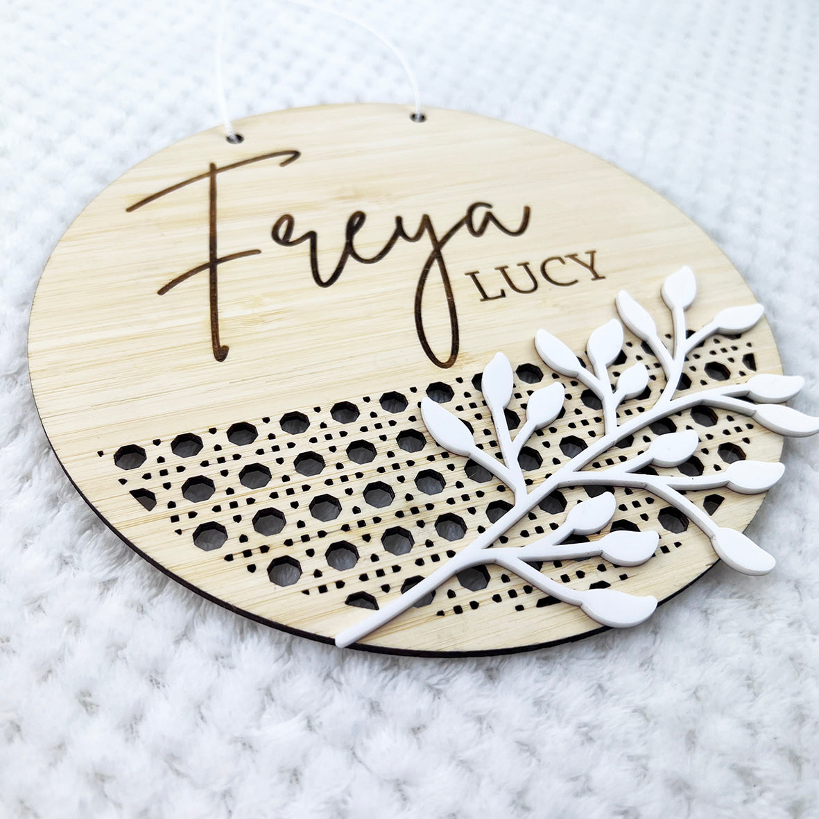 Leaves Rattan Name Plaque