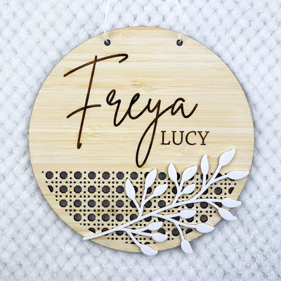 Leaves Rattan Name Plaque