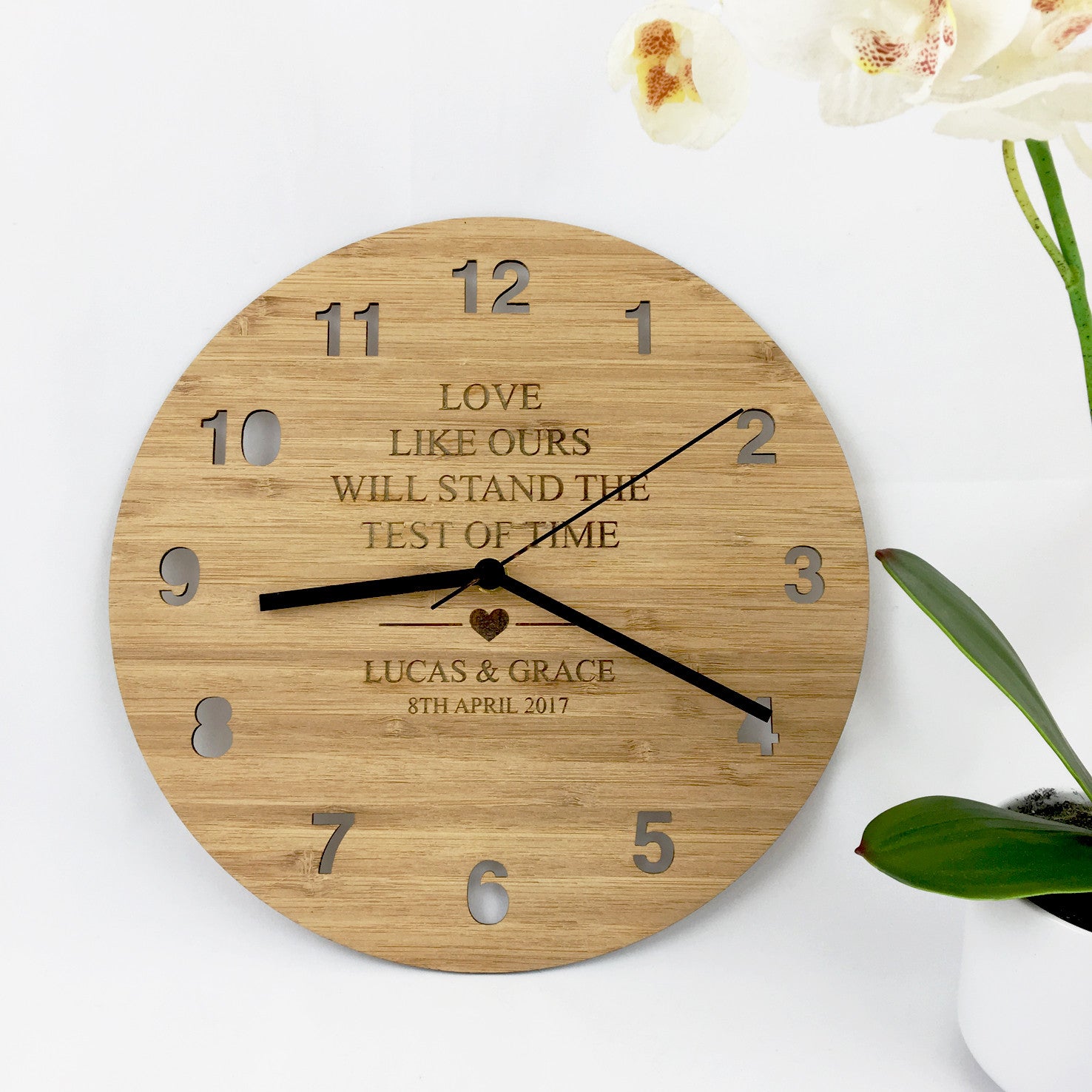 Love Like Ours Bamboo Clock