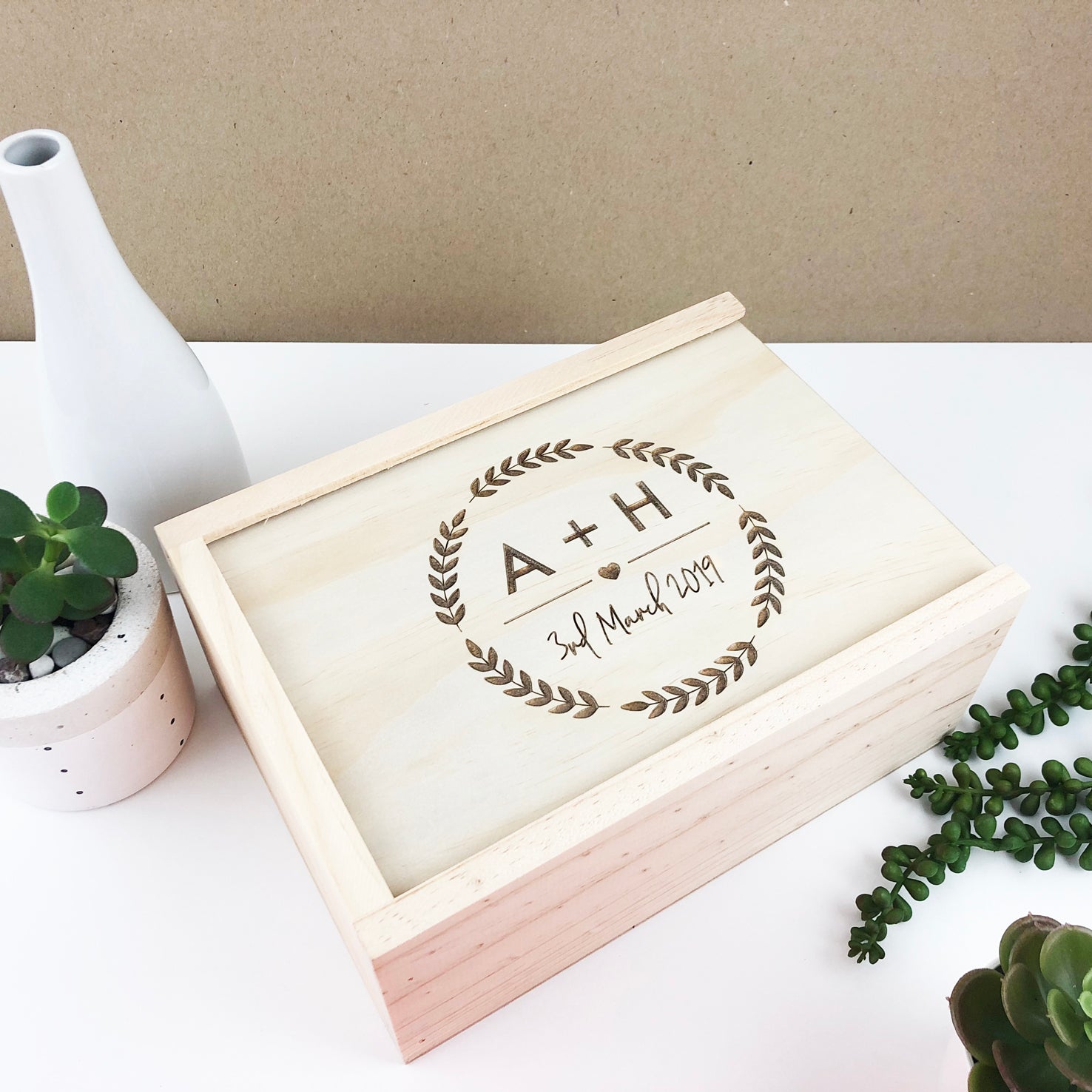 Initial Wreath Keepsake Box