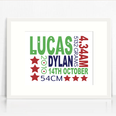 Lucas Text Birth Print