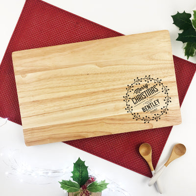 Personalised Merry Christmas Wreath Serving Board
