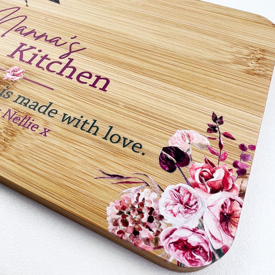Floral Bouquet Kitchen Bamboo Serving Board