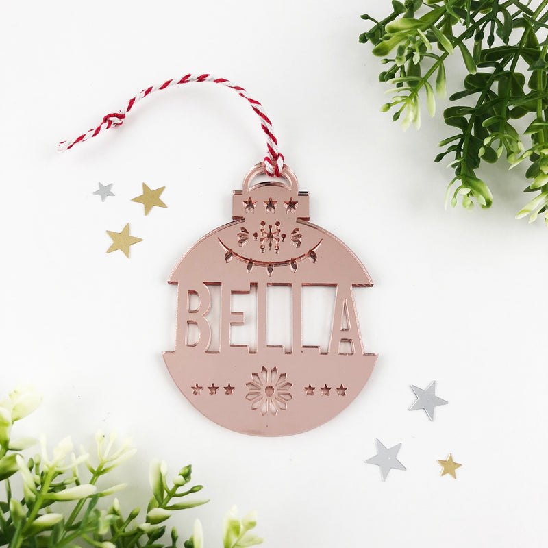 Christmas Acrylic Detailed Name Ornaments (various colours)