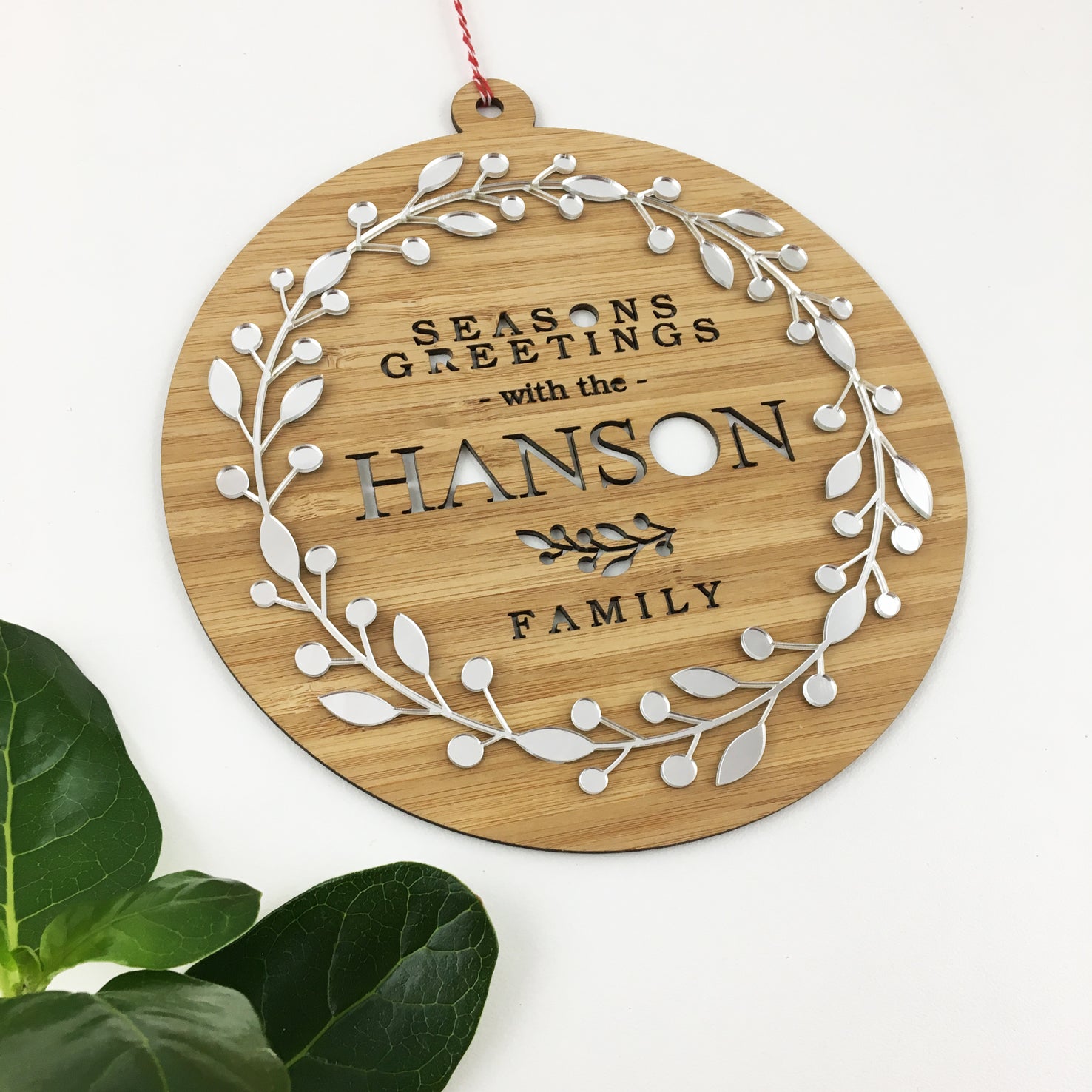 Mirror Wreath Family Wall Hanging