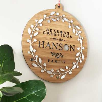 Mirror Wreath Family Wall Hanging