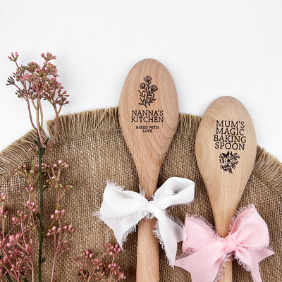 Personalised Wooden Spoons With Ribbon (2 designs)