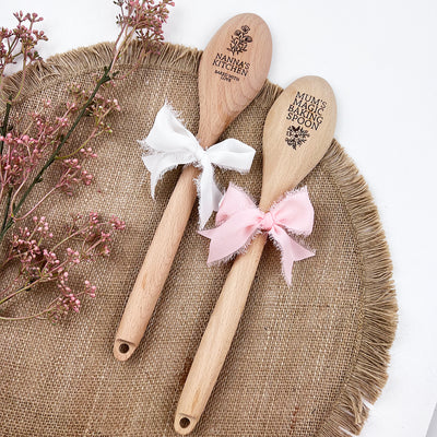 Personalised Wooden Spoons With Ribbon (2 designs)